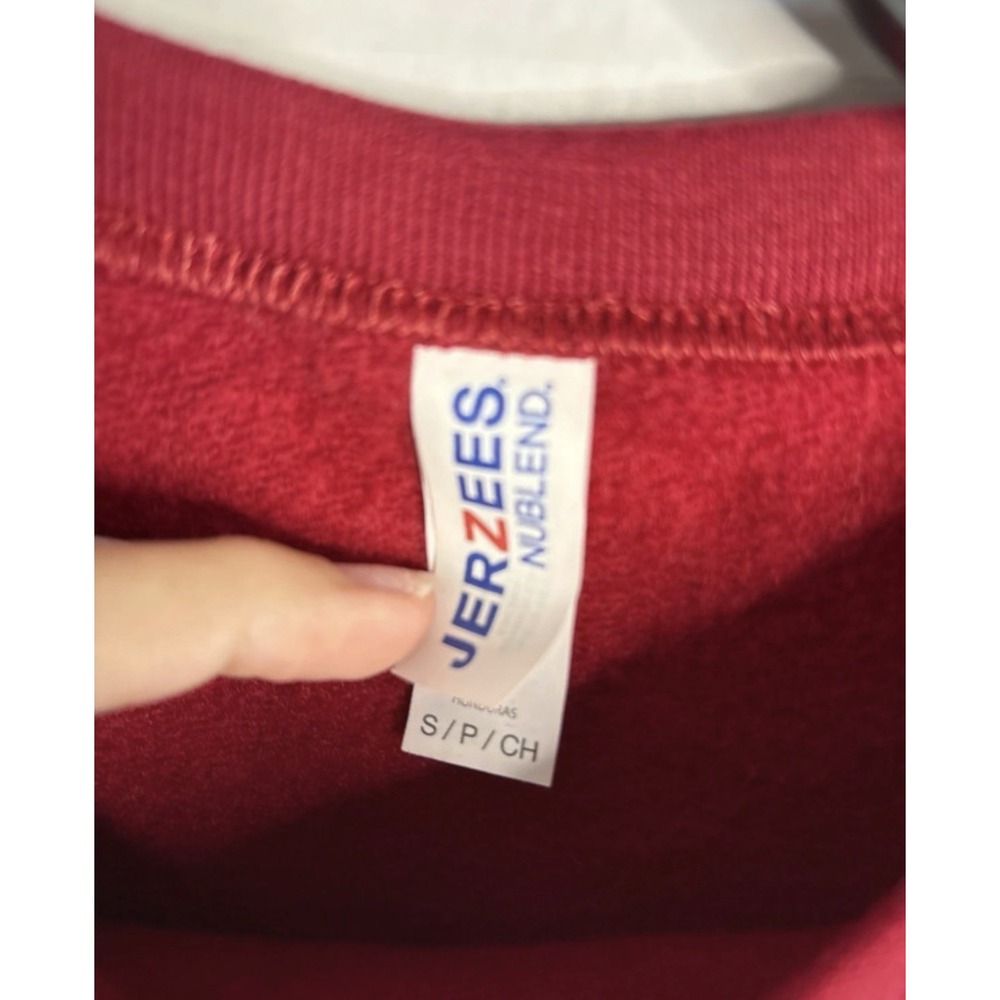JERZEES Nublend Red Crew Neck Santa Graphic Fleece Sweatshirt Women's S - Picture 3 of 4